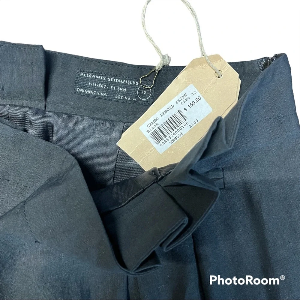 New All Saints Cameo Black Pencil Skirt Cameo 12